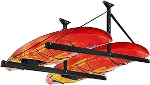 Kayak Storage Rack Wall Mounted, Heavy Duty Storage for Kayak, Canoe & Paddleboard for Indoor, Outdoor, Garage, Shed, or Dock, Adjustable Height