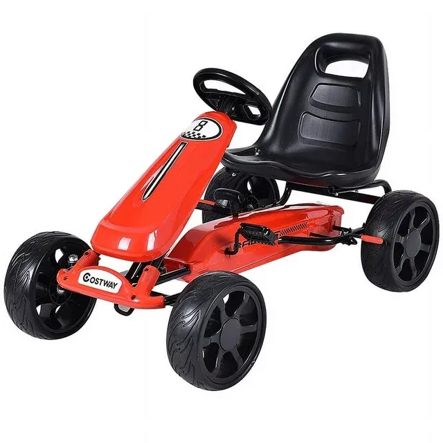 Topbuy Go Kart Kids Bike Ride on Toys with 4 Wheels and Aadjustabl Seat Red