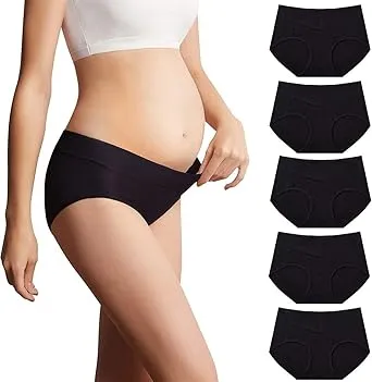 Mama Cotton Women's Under The Bump Maternity Panties Pregnancy Postpartum Maternity Underwear Multi-Pack