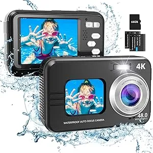 Underwater Camera 4K 48MP Autofocus Waterproof Digital Camera with Selfie HD ...