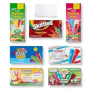 DELUXE Freeze Pop Package | 62 PACK Freeze Pops | 26 Unique Flavors | 7 Boxes including Italian Ice Original and Italian Ice Berry |