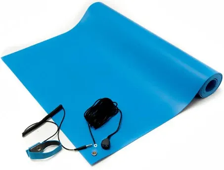 Bertech 1059-20x36BKT Blue Vinyl ESD Mat Kit with A Wrist Strap and Grounding Co