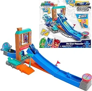 PJ Masks Die Cast Playset for 1:43 Scale Vehicles, Includes 1 Track Set and 1 Cat-Car