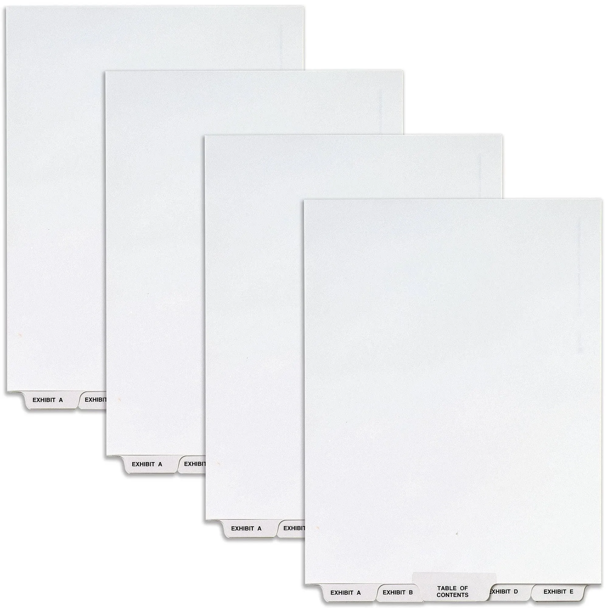 Avery Legal Exhibit Binder Dividers, Preprinted Exhibit A-Z and Table of Contents Bottom Tabs, Unpunched Letter size, 1 Set Collated, 4 Sets per Pack