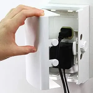 Baby Safety Outlet Cover BOX [Patent Pending] Double Lock for Much Better Toddler Proofing, Easier Operation, Simple 3 Step Install with Included Screws. Provides Extra Space Inside for Plugs,Adapters