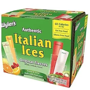 Wyler's Authentic Italian Ice Fat Free Freezer Bars Original Flavors 2oz bars, 96 count