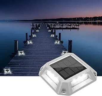 VOLISUN Solar Driveway Lights Dock Deck Lights 8-Pack,2 Colors in 1,Wireless Solar Powered 1200mAh Battery,Waterproof Outdoor Warning Step Lights for Driveway Sidewalk(2 Colors Lighting,White/Blue)