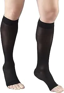 Truform Women's 15-20 mmHg Sheer Open Toe, Knee High Compression Stockings, Nude, Large