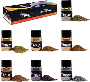 Metallic Pigment Powder - 7 Jars/ 20ml Each of Pigment Powder, Metallic Mica Powder for Epoxy Resin, Paint, Nail Art, Slime, Tumblers, Polymer Clay and Other Crafts