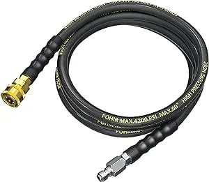 Petite POHIR Pressure Washer Whip Hose 10 FT,Hose Reel Connector Hose for Pressure Washing, Short Power Washer Hose with 38 Quick Conne