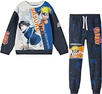 Bioworld Naruto Sasuke Vs. Naruto Oversized Graphic Youth Sweatshirt and Joggers 2-Piece Set