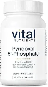 Vital Nutrients Pyridoxal-5 Phosphate | Activated Vitamin B6 | Methylated B6 for Metabolism, PMS, and Menstrual Support* | High-Potency P5P Supplement | Gluten, Dairy, Soy Free | 90 Capsules