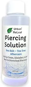 Urban ReLeaf Piercing Solution ! Soothing Sea Salts & Tea Tree AFTERCARE 4 oz, Ready to use. Safely Clean and Calm New & Stretched Piercings. Gentle Effective Natural & Proven. Works Fast