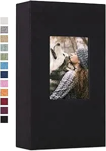 Classic Slip-In Photo Album - Linen Cover with Window Black / 300 Pockets