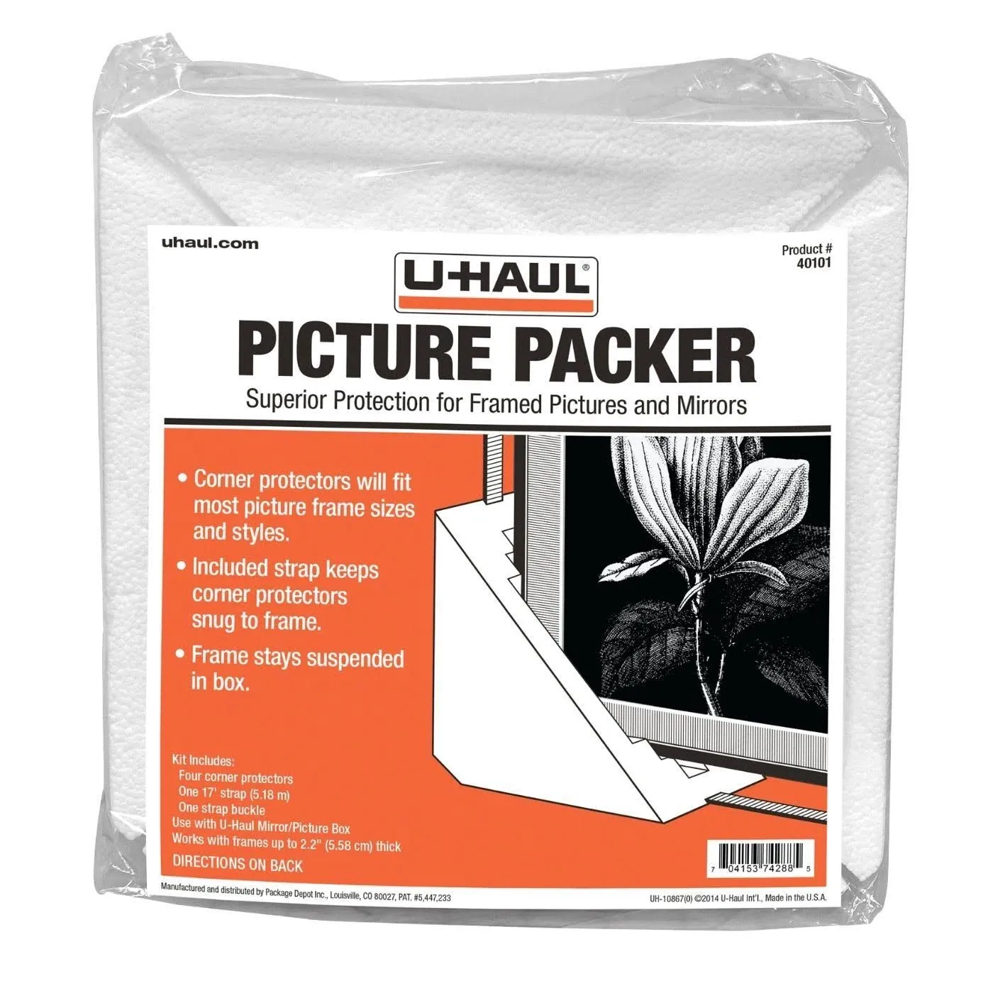 UHaul Styrofoam Mirrors &amp; Picture Packer Corners Protection Moving Kit, New