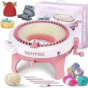 Brimoon SENTRO 48 Needles Knitting Machine, Smart Weaving Loom Round Knitting Machines with Row Counter for Adults or Kids，DIY Knit Loom Machine Kit for Hat, Scarves, Gloves, Socks