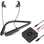 Golvery Bluetooth Headphones Transmitter for TV Watching, Neckband Wireless Stereo Earphones Earbuds Set w/Transmitter Adapter for Optical Digital RCA 3.5mm Aux TVs, Plug n Play No Audio Delay