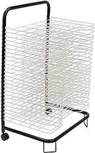 Mobile Wide Art Drying Rack for Classrooms, Art Studio, 25 Shelves, White