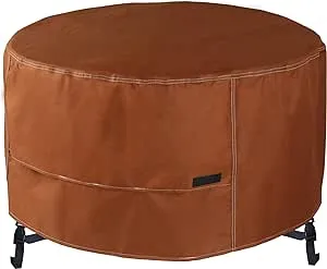 NettyPro Fire Pit Table Cover 50 inch Round Waterproof Heavy Duty Patio Firepit Cover Round for Outdoor Fire Table, Brown