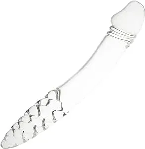 Glass Dildo, Crystal Double-Ended Penis Pleasure Wand with Spiral Texture and Vivid Glans Anal Butt Plug for G-spot Stimulation