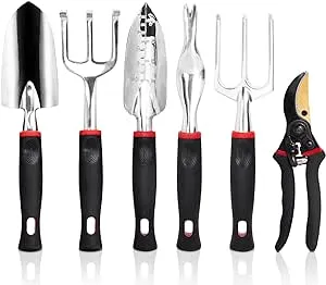 Gardening Tools Set Black 6-Pcs