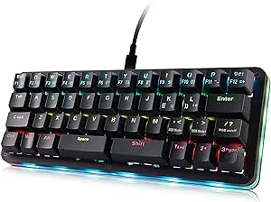 Koolertron 40% Mechanical Gaming Macaro Keyboard, 42 Keys Fully Programmable Mini Gaming Keyboard with RGB Backlight, USB-C Hot-Swappable Compact Keyboard