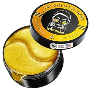 Hicream 24k Gold Under Eye Patches - 60 Pcs Eye Mask Pure Gold Anti-Aging Collagen Hyaluronic Acid Under Eye Mask for Dark Circles, Puffiness & Wrinkles Refresh Your Skin