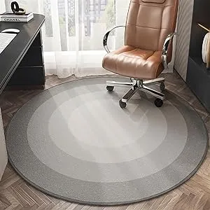 Round Office Chair Mat for Hardwood Floor Computer Gaming Rolling Chair Mat Floor Protector Mat Desk Rug Wood Tile Protection Mat for Office Home, Grey 2, Diameter 32"