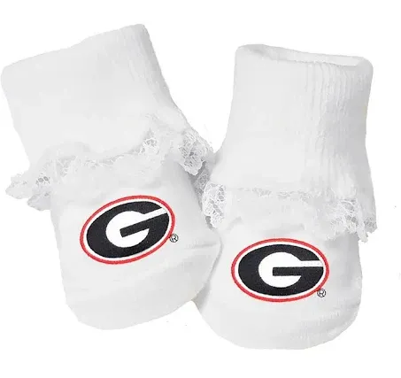 Georgia Bulldogs Baby Toe Booties with Lace