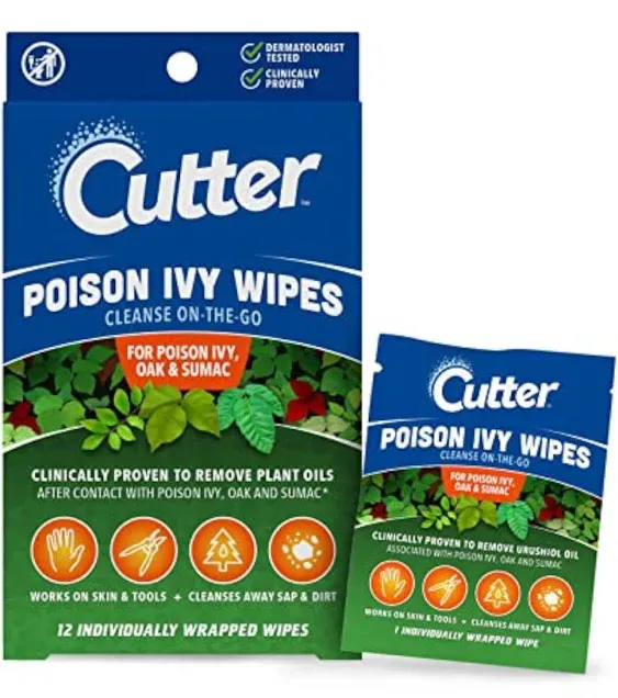 Cutter Poison Ivy Wipes, 12 Individually Wrapped Wipes per Package - Pack of 2