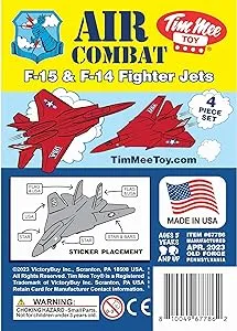 TimMee Plastic Army Men Combat Fighter Jets - 4pc Red Airplanes Made in USA