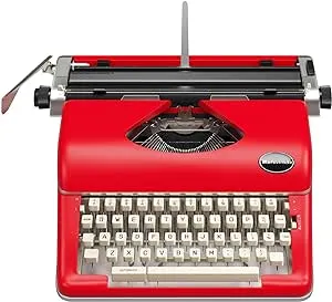 Maplefield Manual Typewriter - Real Vintage Typewriter - Cute Desk Decor for Home and Office, Red