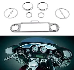 Chrome Inner Fairing Speaker Gauge Trim Kit Fit For Harley Electra Glide 1996-13