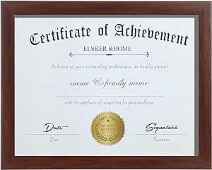 ELSKER&HOME 8.5x11 Certificate Frame - Classic Coffee Color Frame - Document&Certificate - Displays Diploma 8.5x11 Inch - For Document/Photo