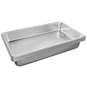 EGGKITPO Hotel Pans Full Size 6-Pack Stainless Steel Trays for Food Commercial Hotel Pan Food Pans