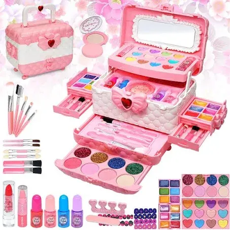 Kids Makeup Kit for Girl - Kids Makeup Kit Toys for Girls,Play Real Makeup Girls Toys,Washable Make Up for Little Girls,Non Toxic Toddlers Cosmetic for Children Age 3-12 Years Old,Teen