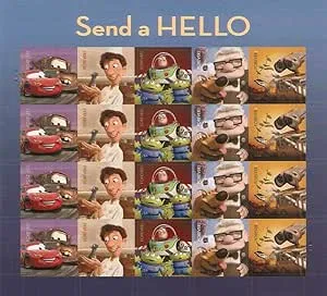 Send a Hello Pixar Films Sheet of 20 Current Rate Stamps Scott 4553-57