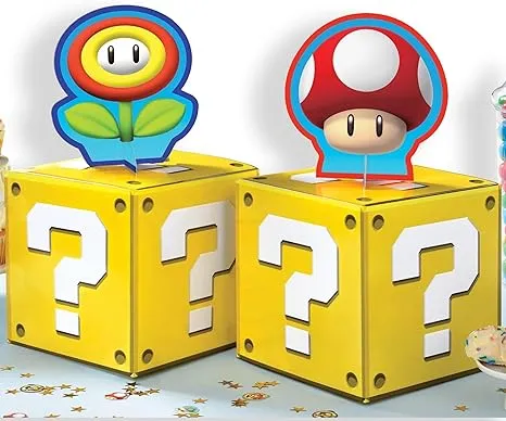 Super Mario Brothers Centerpiece Decorating Kit - 2 Boxes (8") - 1 Centerpiece (4" x 5.5") & 1 Centerpiece (7.75" x 9") Pack of 4 - Perfect for Themed Birthday Parties & Celebrations