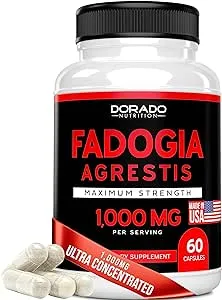 Fadogia Agrestis Extract 1000mg per Serving - [Maximum Strength] - Strength, Drive, Athletic Performance, Muscle Mass - Third Party Tested - Zero Fillers - Gluten Free, Non-GMO, Vegan Capsules