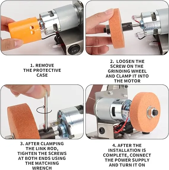 NuoDunco 3-in-1 Mini Belt Sander - Electric Bench Grinder Sanding Machine, 7 Adjustable Speed Table Polisher Buffer Handcraft System for Metal Wood