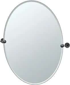 Gatco 4249MXLG Latitude II Large Oval Mirror Matte Black, 32 H x 28.5 W