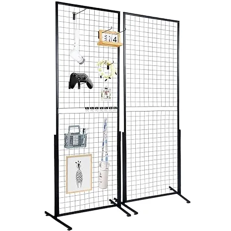 VEVOR 2' x 5.6' Grid Wall Panels Tower, 2 Packs Wire Gridwall Display Racks with T-Base Floorstanding, Double Side Gridwall Panels for Art Craft Shows, Retail Display with Extra Clips and Hooks