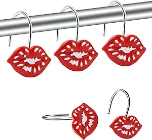 Red Lips Shower Curtain Hooks Rings Red Bathroom Dcor Decorative Shower Curtain 