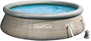 Summer Waves 14 Ft x 36 in Quick Set Above Ground Inflatable Outdoor Swimming Pool with Filter Pump, Ladder, and Filter Cartridge