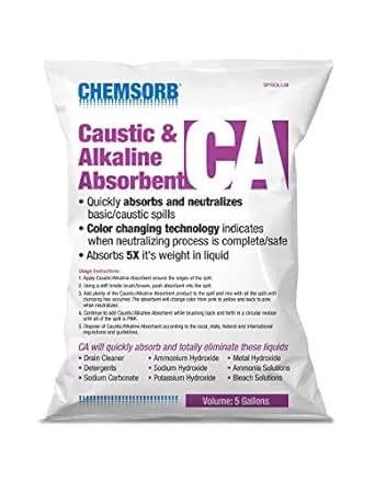 Chemsorb CA - Caustic & Alkaline Neutralizing Absorbent, 5 Gal. Bag, SP70CA-L5B, Fast-Acting Base Neutralizer Absorbent, Safe Color Changing Technology, Silica Free Neutralizer of Caustic Alkalines, pink