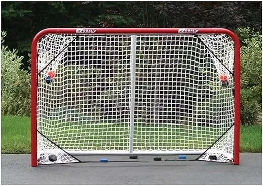 EZGoal 67109 Monster Steel Tube Heavy-Duty Official Regulation Folding Metal Hockey Goal Net, 6 x 4 - Feet, Red