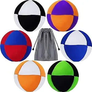 6 Pieces Footbag Balls Juggling Balls Sand Filled 8 Panel Footbag with Storage B