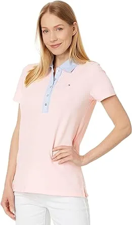 Tommy Hilfiger Women's Dot Print Quarter Button Polo Top