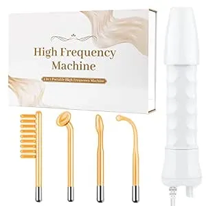 High Frequency Facial Wand - Uaike Orange Portable Handheld High Frequency Facial Machine - with 4 Pcs Orange Glass Tubes - at Home Skin Face Wand Device