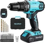 DuraTech 20V Cordless Drill Driver Set 1/2" Keyless Chuck 350 in-lbs 25+1 Torque